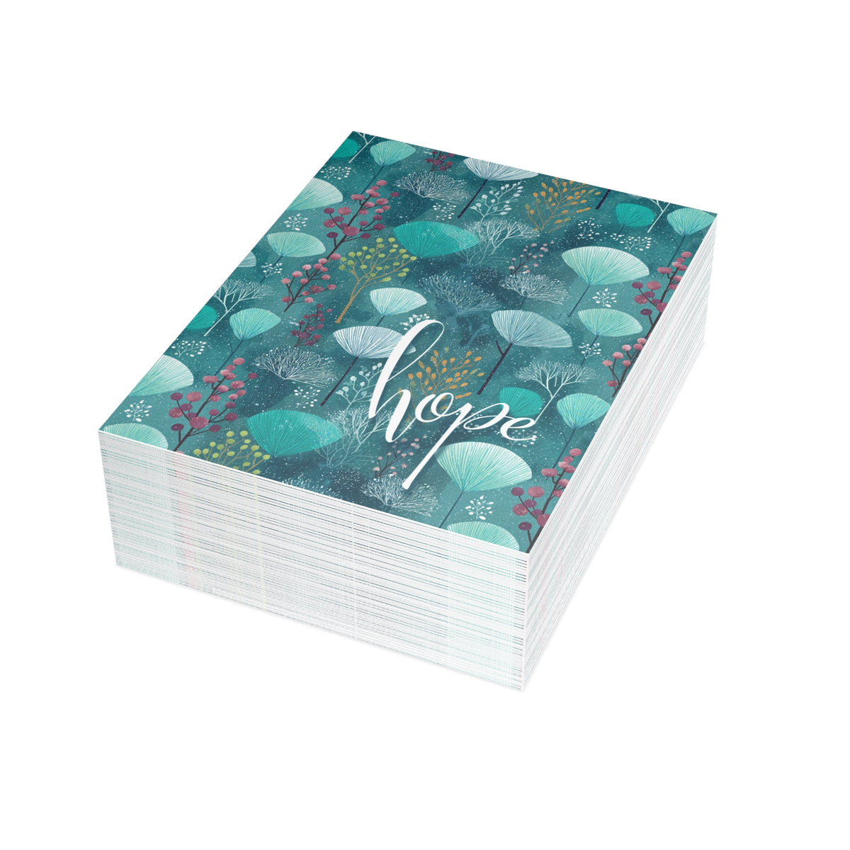 "Hope" (Teal) NHF Folded Any Occasion Cards (1, 10, 30, and 50)