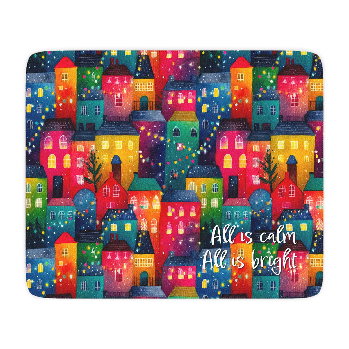 NHF "Merry Village" Christmas Sherpa Blanket