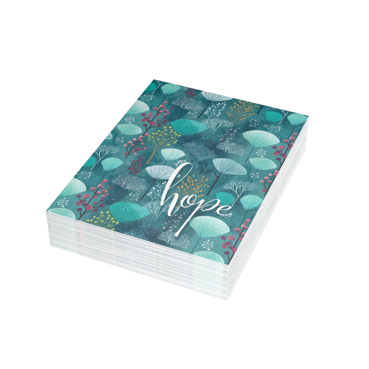 "Hope" (Teal) NHF Folded Any Occasion Cards (1, 10, 30, and 50)
