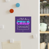 "I'm a Child Sponsor" NHF Square Magnet (Purple)