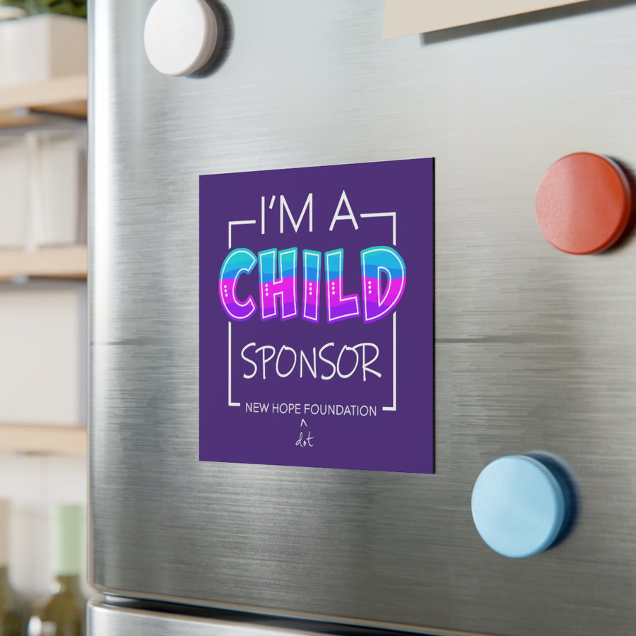 "I'm a Child Sponsor" NHF Square Magnet (Purple)