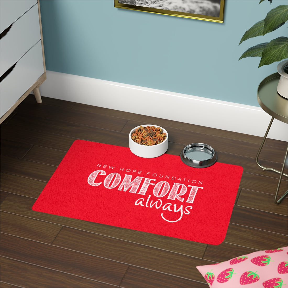 "Comfort Always" NHF Pet Food Mat (Red)