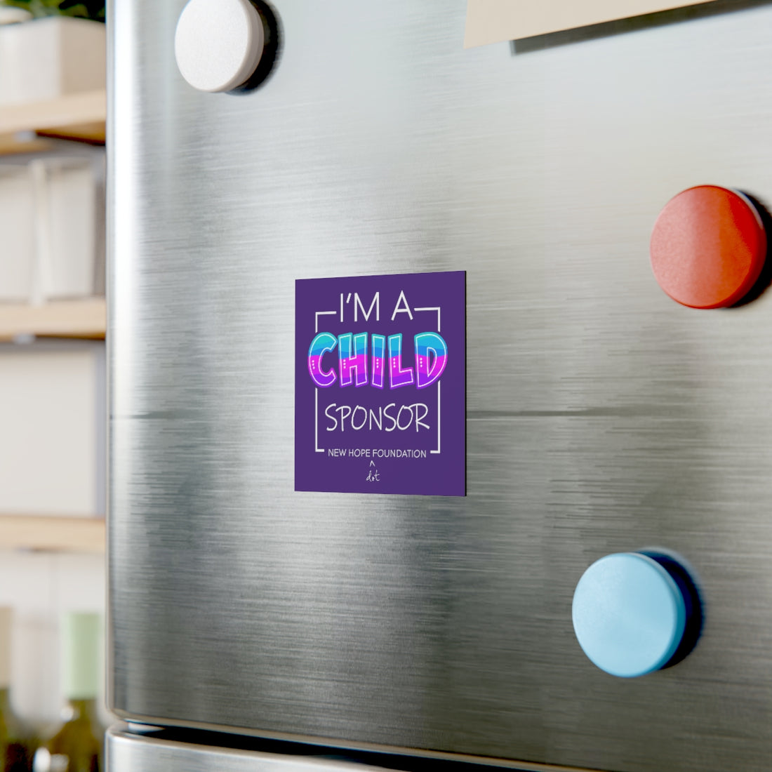 "I'm a Child Sponsor" NHF Square Magnet (Purple)