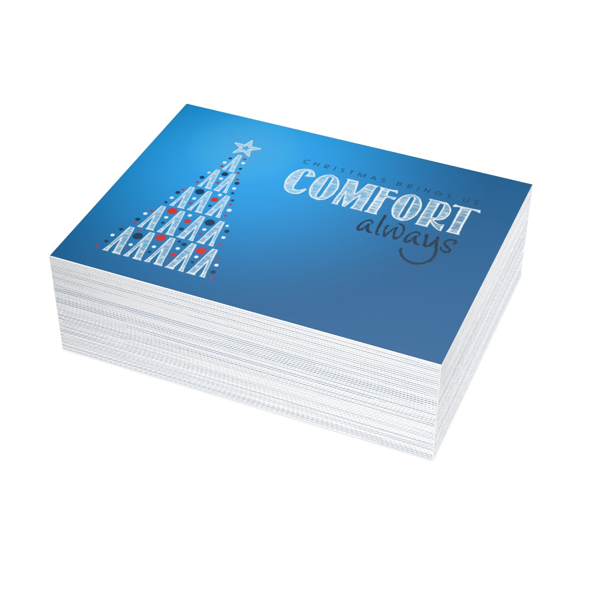 &quot;Comfort Always&quot; NHF Folded Christmas Cards in Blue (1, 10, 30, and 50)
