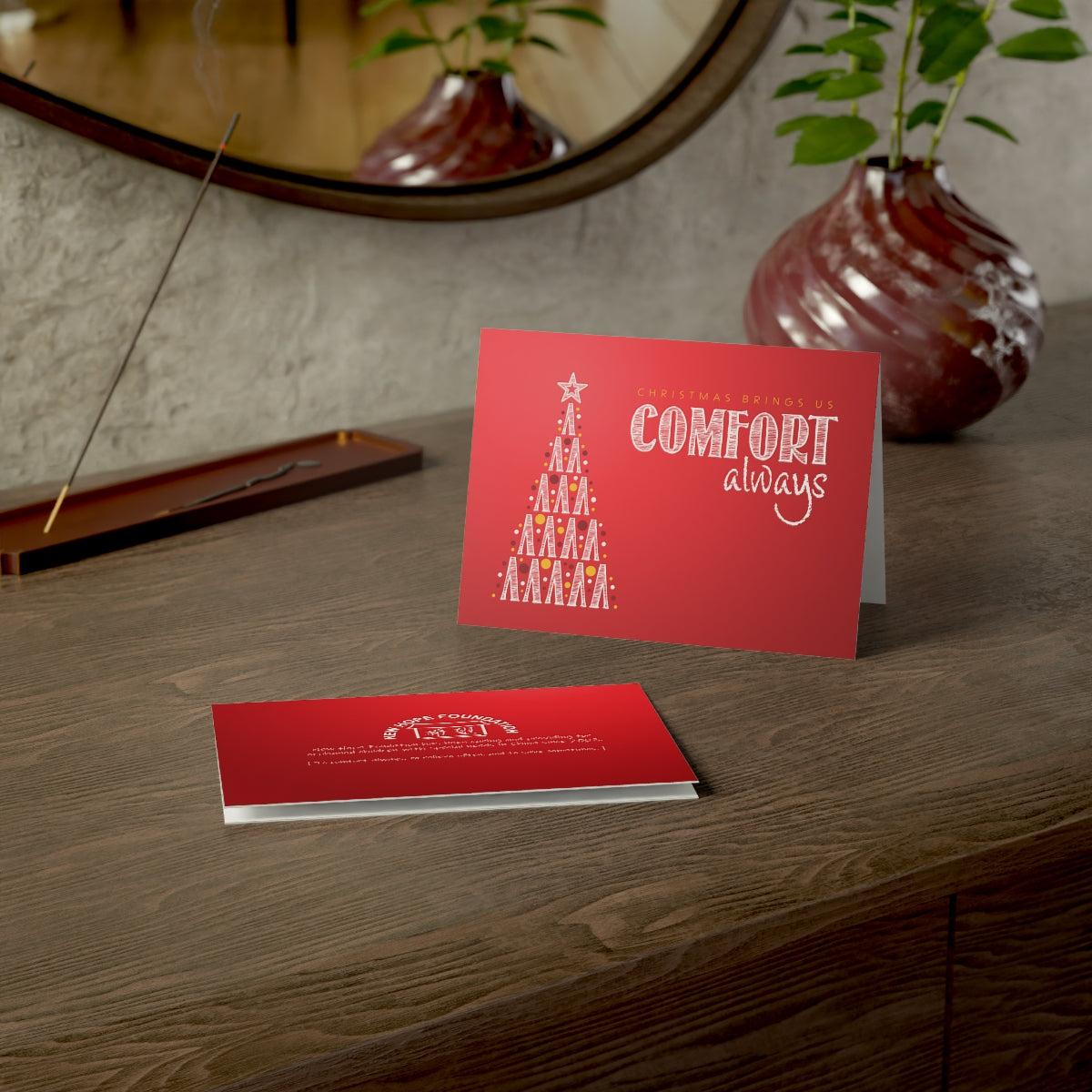 &quot;Comfort Always&quot; NHF Folded Christmas Cards in Red (1, 10, 30, and 50)